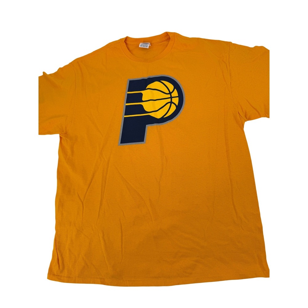 Indiana Pacers Mens XL Yellow Delta Pro Weight T Shirt Basketball Logo Graphic